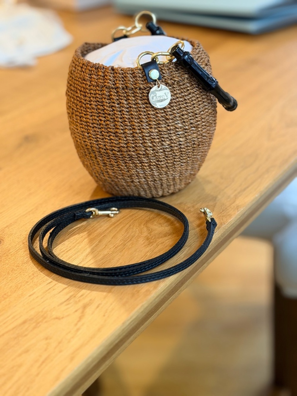 Clare V PETIT POT DE MIEL W/ BAMBOO HANDLE in Dulce De Leche NWT $245 - Picture 10 of 10